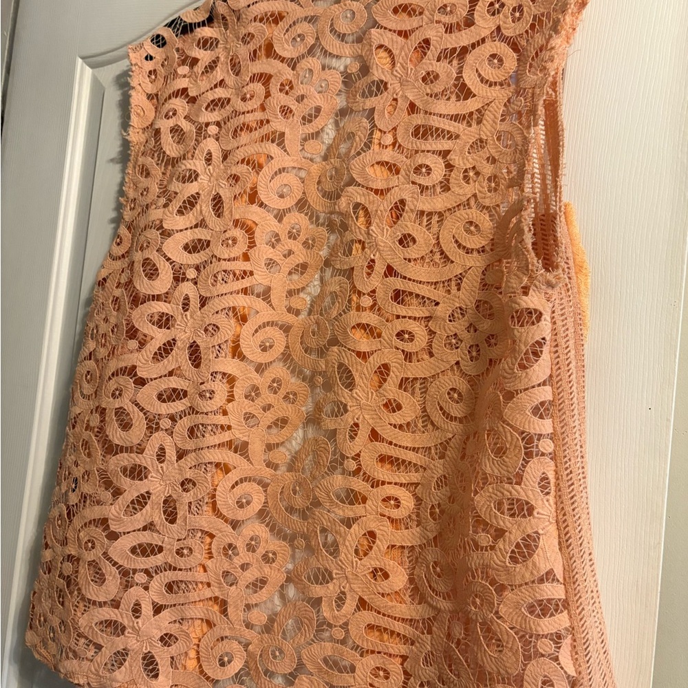 POL Peach Crochet Lace Button-Front Vest - Picture 9 of 11